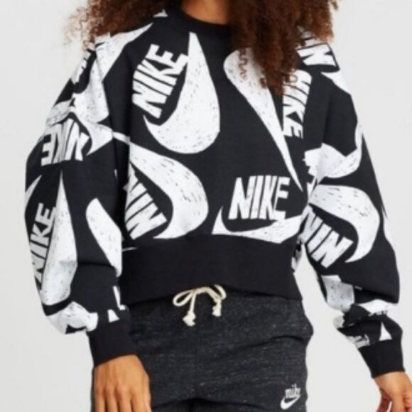 Nike Graphic Cropped Oversize Sweater Women's size S - Picture 3 of 11